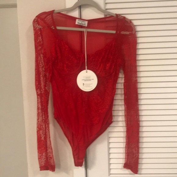 Runaway the Label Red Lace Bodysuit. Brand New. - Picture 1 of 2